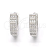 Sterling Silver Huggie Hoop, with White Micro Pave, Polished, Rhodium Finish, 02.175.0175.15