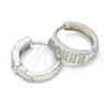 Sterling Silver Huggie Hoop, with White Micro Pave, Polished, Rhodium Finish, 02.175.0175.15