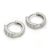 Sterling Silver Huggie Hoop, with White Micro Pave, Polished, Rhodium Finish, 02.175.0175.15