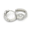 Sterling Silver Huggie Hoop, Heart Design, with White Micro Pave, Polished, Rhodium Finish, 02.175.0176.15