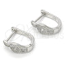 Sterling Silver Huggie Hoop, with White Micro Pave, Polished, Rhodium Finish, 02.175.0177.15