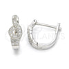 Sterling Silver Huggie Hoop, with White Micro Pave, Polished, Rhodium Finish, 02.175.0177.15