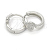 Sterling Silver Huggie Hoop, with White Micro Pave, Polished, Rhodium Finish, 02.175.0179.15