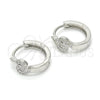 Sterling Silver Huggie Hoop, with White Micro Pave, Polished, Rhodium Finish, 02.175.0179.15