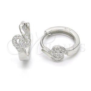 Sterling Silver Hoop Earrings — Huggie Hoop with White Micro Pave Polished 02. — main product view — SKU 122983 | Plata 925 aretes de aro — Huggie Hoop with blanco Micro Pave pulido 02. — SKU 122983