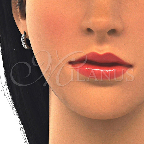 Sterling Silver Hoop Earrings — Huggie Hoop with White Cubic Zirconia Polished 02. — alternate product view — SKU 122985 | Plata 925 aretes de aro — Huggie Hoop with blanco Cubic Zirconia pulido 02. — SKU 122985