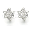 Sterling Silver Huggie Hoop, Star Design, with White Micro Pave, Polished, Rhodium Finish, 02.175.0187.12