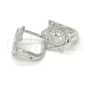 Sterling Silver Huggie Hoop, Star Design, with White Micro Pave, Polished, Rhodium Finish, 02.175.0187.12