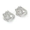 Sterling Silver Huggie Hoop, Star Design, with White Micro Pave, Polished, Rhodium Finish, 02.175.0187.12