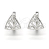 Sterling Silver Huggie Hoop, Heart Design, with White Micro Pave, Polished, Rhodium Finish, 02.175.0193.12