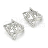 Sterling Silver Huggie Hoop, Heart Design, with White Micro Pave, Polished, Rhodium Finish, 02.175.0193.12