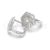 Sterling Silver Huggie Hoop, Infinite Design, with White Micro Pave, Polished, Rhodium Finish, 02.175.0197.12