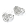 Sterling Silver Huggie Hoop, Infinite Design, with White Micro Pave, Polished, Rhodium Finish, 02.175.0197.12