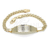 Oro Laminado ID Bracelet, Gold Filled Style Elephant and Owl Design, Polished, Golden Finish, 03.63.1913.08 (05 MM Thickness, 8 Inches Length)