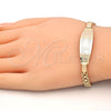 Oro Laminado ID Bracelet, Gold Filled Style Flower Design, Polished, Golden Finish, 03.63.1914.08 (05 MM Thickness, 8 Inches Length)