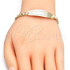 Oro Laminado ID Bracelet, Gold Filled Style Flower Design, Polished, Golden Finish, 03.63.1914.08 (05 MM Thickness, 8 Inches Length)