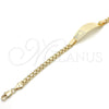 Oro Laminado ID Bracelet, Gold Filled Style Flower Design, Polished, Golden Finish, 03.63.1914.08 (05 MM Thickness, 8 Inches Length)