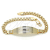 Oro Laminado ID Bracelet, Gold Filled Style Flower Design, Polished, Golden Finish, 03.63.1914.08 (05 MM Thickness, 8 Inches Length)