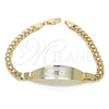 Oro Laminado ID Bracelet, Gold Filled Style Flower Design, Polished, Golden Finish, 03.63.1914.08 (05 MM Thickness, 8 Inches Length)