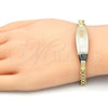 Oro Laminado ID Bracelet, Gold Filled Style Flower Design, Polished, Tricolor, 03.63.1914.1.08 (05 MM Thickness, 8 Inches Length)