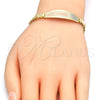 Oro Laminado ID Bracelet, Gold Filled Style Flower Design, Polished, Tricolor, 03.63.1914.1.08 (05 MM Thickness, 8 Inches Length)