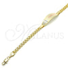 Oro Laminado ID Bracelet, Gold Filled Style Flower Design, Polished, Tricolor, 03.63.1914.1.08 (05 MM Thickness, 8 Inches Length)