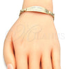 Oro Laminado ID Bracelet, Gold Filled Style Heart Design, Polished, Golden Finish, 03.63.1916.08 (05 MM Thickness, 8 Inches Length)