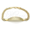 Oro Laminado ID Bracelet, Gold Filled Style Heart Design, Polished, Golden Finish, 03.63.1916.08 (05 MM Thickness, 8 Inches Length)