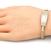 Oro Laminado ID Bracelet, Gold Filled Style Heart Design, Polished, Tricolor, 03.63.1916.1.08 (05 MM Thickness, 8 Inches Length)