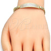 Oro Laminado ID Bracelet, Gold Filled Style Heart Design, Polished, Tricolor, 03.63.1916.1.08 (05 MM Thickness, 8 Inches Length)