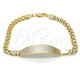 Oro Laminado ID Bracelet, Gold Filled Style Heart Design, Polished, Tricolor, 03.63.1916.1.08 (05 MM Thickness, 8 Inches Length)