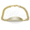 Oro Laminado ID Bracelet, Gold Filled Style Heart Design, Polished, Tricolor, 03.63.1916.1.08 (05 MM Thickness, 8 Inches Length)