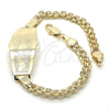Oro Laminado ID Bracelet, Gold Filled Style Elephant Design, Polished, Golden Finish, 03.63.1917.08 (05 MM Thickness, 8 Inches Length)