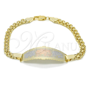 Gold Filled Bracelet — ID Bracelet Elephant Design Polished Tricolor 03.63. 05 — main product view — SKU 123015 | Oro Laminado brazalete — ID Bracelet Elephant diseño pulido Tricolor 03.63. 05 — SKU 123015
