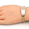 Oro Laminado ID Bracelet, Gold Filled Style Dolphin Design, Polished, Tricolor, 03.63.1918.1.08 (05 MM Thickness, 8 Inches Length)