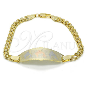 Gold Filled Bracelet — ID Bracelet Dolphin Design Polished Tricolor 03.63. 05 — main product view — SKU 123017 | Oro Laminado brazalete — ID Bracelet Dolphin diseño pulido Tricolor 03.63. 05 — SKU 123017