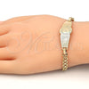 Oro Laminado ID Bracelet, Gold Filled Style Flower Design, Polished, Golden Finish, 03.63.1919.08 (05 MM Thickness, 8 Inches Length)