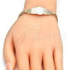 Oro Laminado ID Bracelet, Gold Filled Style Flower Design, Polished, Golden Finish, 03.63.1919.08 (05 MM Thickness, 8 Inches Length)