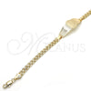Oro Laminado ID Bracelet, Gold Filled Style Flower Design, Polished, Golden Finish, 03.63.1919.08 (05 MM Thickness, 8 Inches Length)