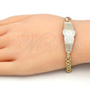 Oro Laminado ID Bracelet, Gold Filled Style Flower Design, Polished, Tricolor, 03.63.1919.1.08 (05 MM Thickness, 8 Inches Length)