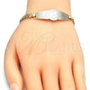 Oro Laminado ID Bracelet, Gold Filled Style Flower Design, Polished, Tricolor, 03.63.1919.1.08 (05 MM Thickness, 8 Inches Length)