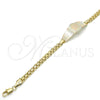 Oro Laminado ID Bracelet, Gold Filled Style Flower Design, Polished, Tricolor, 03.63.1919.1.08 (05 MM Thickness, 8 Inches Length)