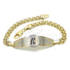 Oro Laminado ID Bracelet, Gold Filled Style Flower Design, Polished, Tricolor, 03.63.1919.1.08 (05 MM Thickness, 8 Inches Length)