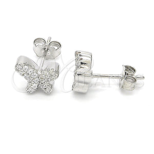 Sterling Silver Ring — Stud Earring Butterfly Design with White Cubic Zirconia — main product view — SKU 123026 | Plata 925 anillo — Stud Earring Butterfly diseño with blanco Cubic Zirconia — SKU 123026