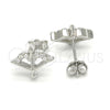 Sterling Silver Stud Earring, with White Cubic Zirconia, Polished, Rhodium Finish, 02.336.0012