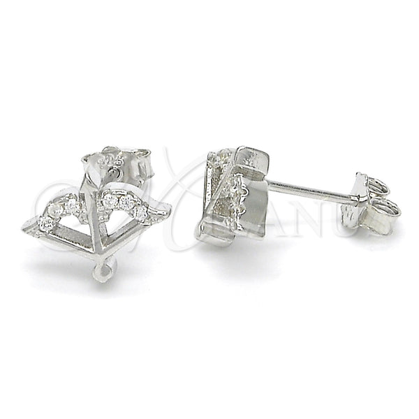 Sterling Silver Ring — Stud Earring with White Cubic Zirconia Polished 02. — main product view — SKU 123034 | Plata 925 anillo — Stud Earring with blanco Cubic Zirconia pulido 02. — SKU 123034
