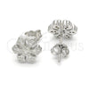 Sterling Silver Stud Earring, with White Micro Pave, Polished, Rhodium Finish, 02.336.0014