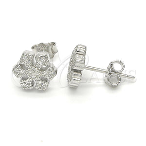 Sterling Silver Ring — Stud Earring with White Micro Pave Polished 02. — main product view — SKU 123036 | Plata 925 anillo — Stud Earring with blanco Micro Pave pulido 02. — SKU 123036