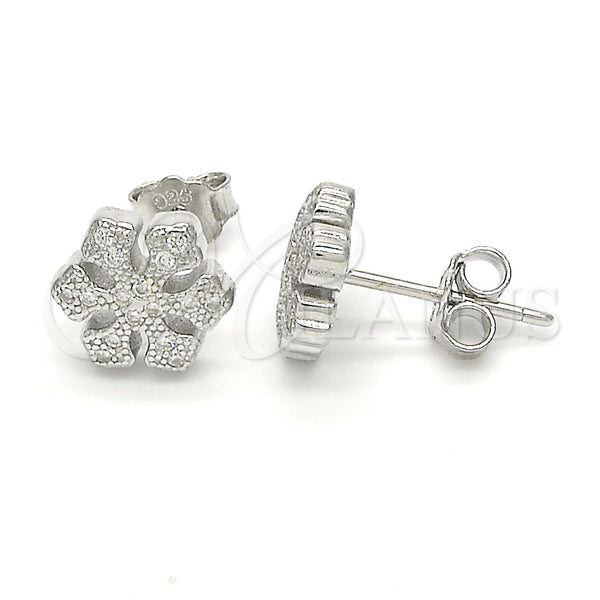 Sterling Silver Ring — Stud Earring with White Micro Pave Polished 02. — main product view — SKU 123036 | Plata 925 anillo — Stud Earring with blanco Micro Pave pulido 02. — SKU 123036