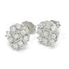 Sterling Silver Stud Earring, with White Cubic Zirconia, Polished, Rhodium Finish, 02.336.0017